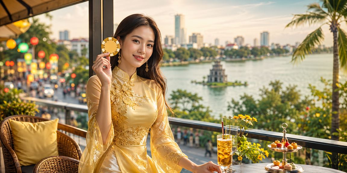 Người dùng tại Hà Nội đăng ký tài khoản cá cược trực tuyến trong trang phục áo dài